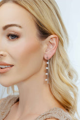 "IT GIRL" PEARL & DIAMOND DANGLE EARRINGS